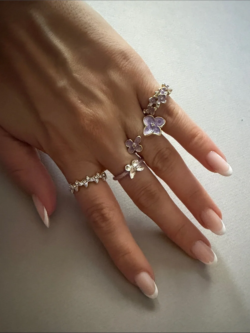 Lavender Floral Gold-Plated Ring Set A2145